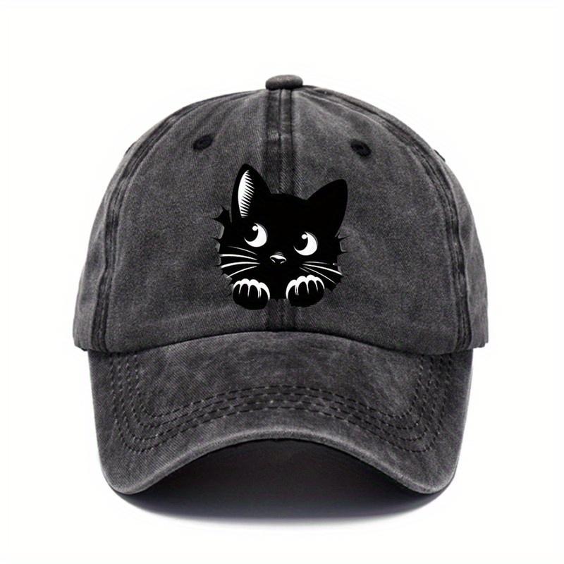 Cat Printed Baseball Cap with Cute Design and Adjustable Outdoor Queue Hat