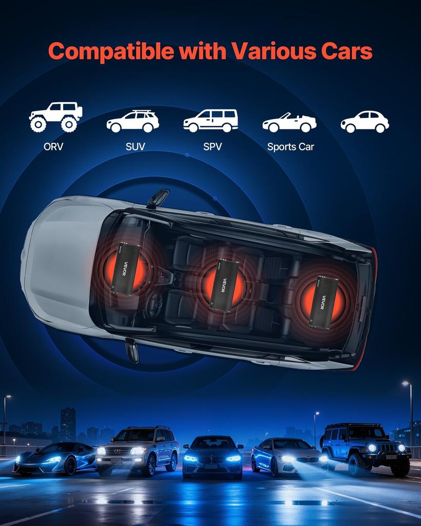 Car Audio Amplifier, 5-Channel Bridgeable Car Amplifier, Multichannel Class D Stereo Amp, Max. 4 X 100W At 4 Ohms / 4 X 200W At 2 Ohms + 1 X 1000W At