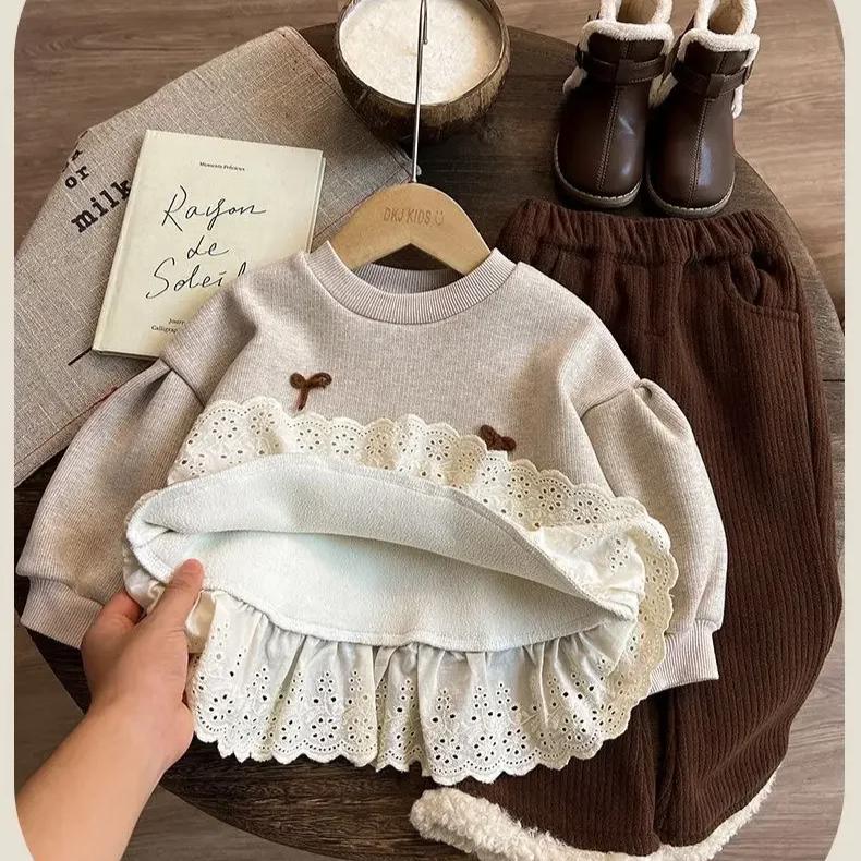 HoneyCherry Girls' Fleece Hoody Winter Clothes for Girls and Baby Girls Forest Style Warm Clothes for Winter Thickening