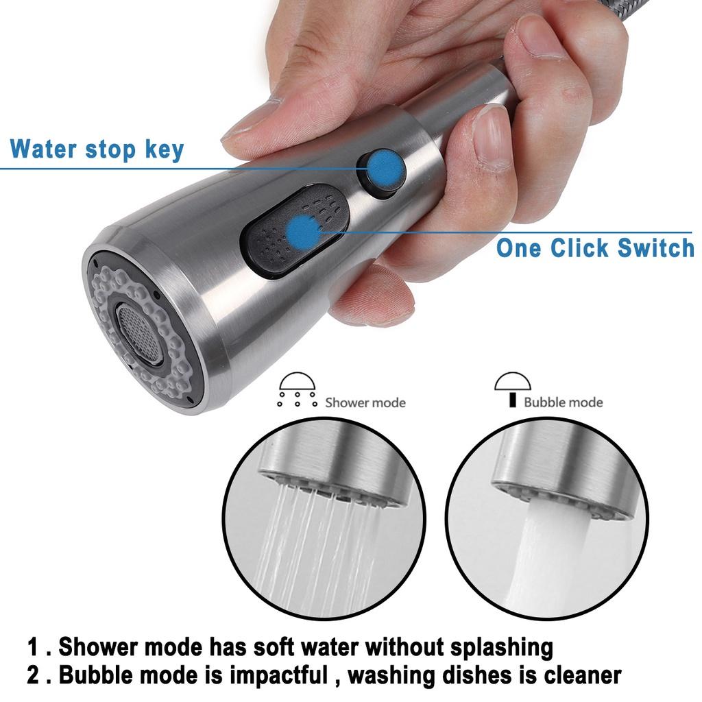 New Modern Kitchen Stainless steel Mixer Tap Sink Spray Pull-Out Faucet Swivel Spout Silvery