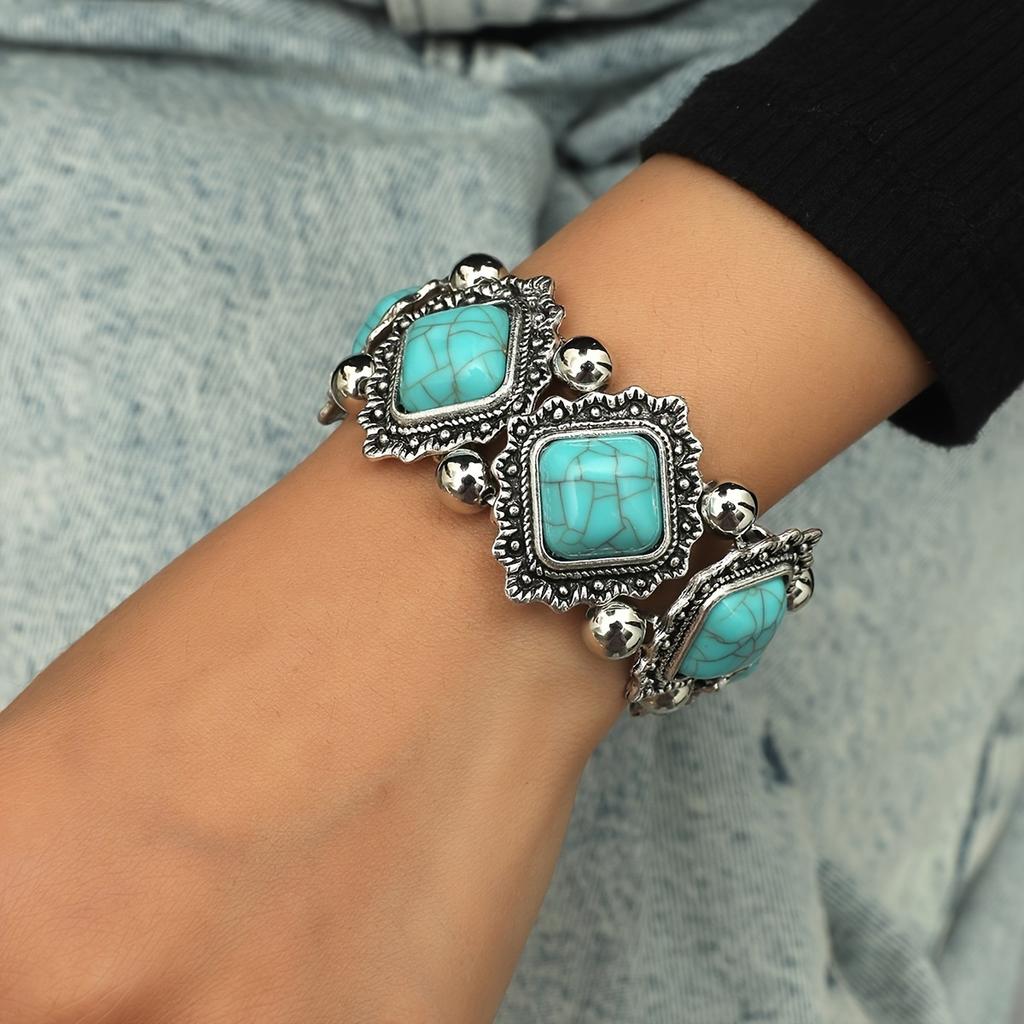 Etnische Stijl Boheemse Armband Turkoois Armband Gepersonaliseerd Retro Westerse Denim Overdreven