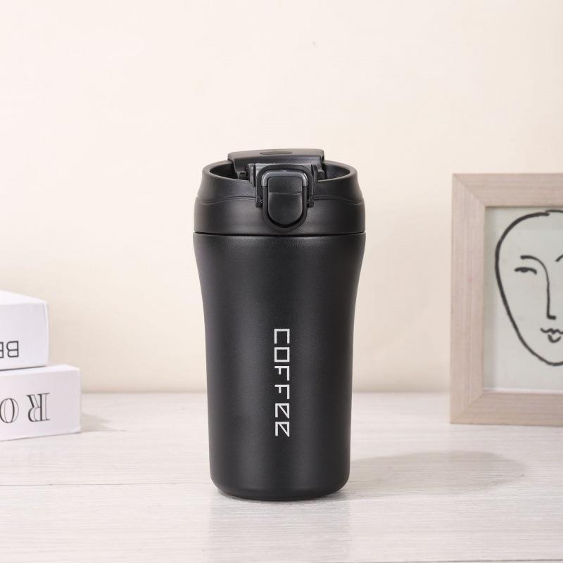 

Simple And High-Value Coffee Cup Straw Double Drink Thermos Cup Portable Accompanying Cup Creative Car Male And Female Students Water Cup 400ml чёрный