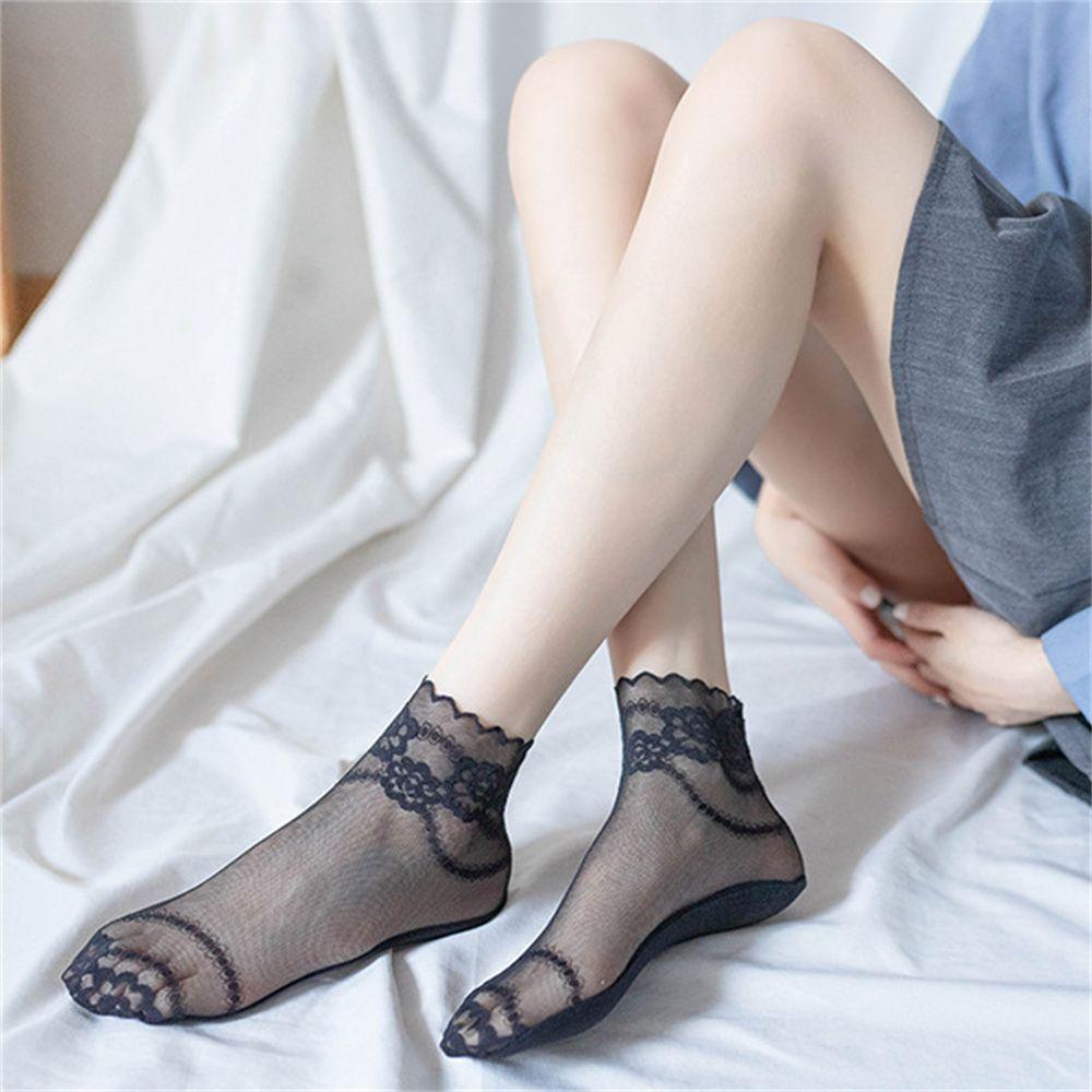Women Anti skid Liner Summer Lace Socks Cotton Hosiery Boat Socks Low Cut