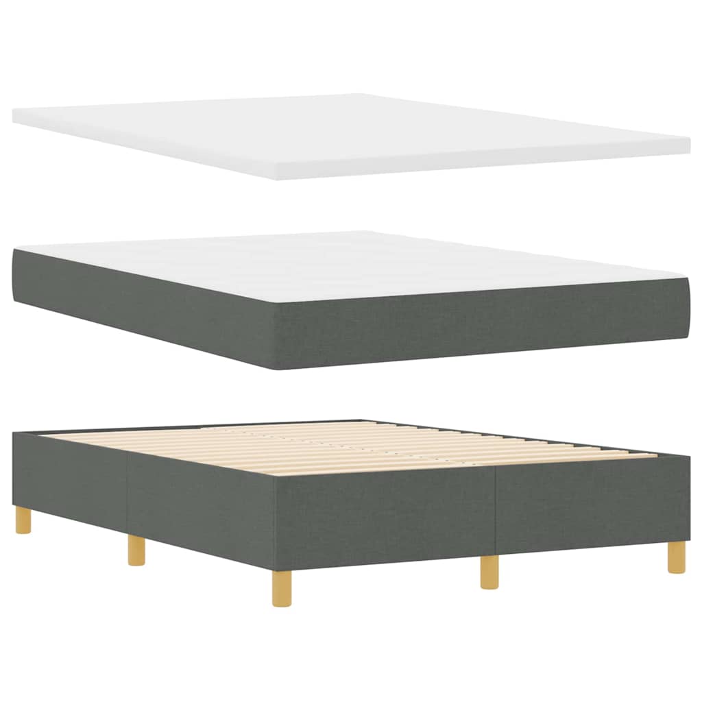 LED Box Spring Bed with Headboard Dark Gray 140 X 190 Cm Fabric