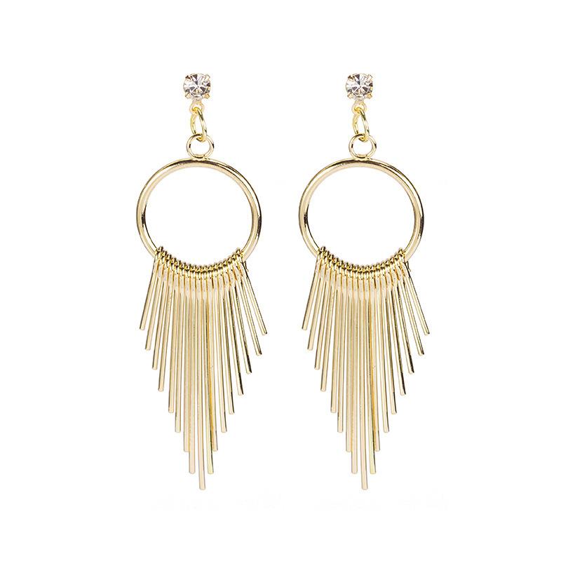 Retro Personalized Geometric Tassel Long Earrings 1 pair