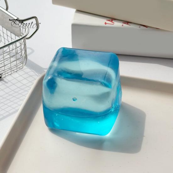 Transparent Lemon Toy Squeeze Toy, Stress Relief Jellyfish Ice Cream Reduction Soft Clear Cube Sensory for Kids Adults Reliever