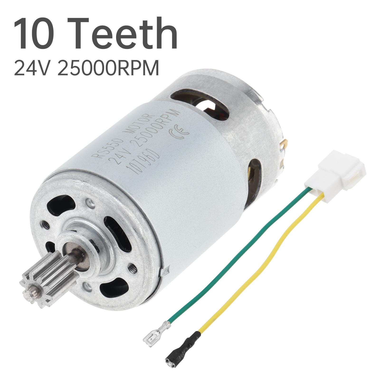 

19 зубів RS550 двигун постійного струму 24 В 25000 об/хв високошвидкісний електричний привід заміна для дитячих електромобілів оновлення з безпаяним дротом 10 Teeth
