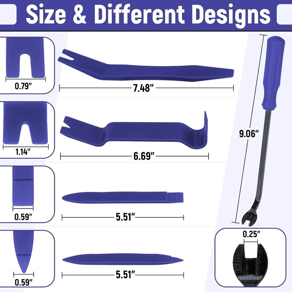 5PCS Auto Trim Removal Tool Kit, Car Accessories Clip Pry Tools Kit No Scratch Plastic, Car Door Panel Rivet Pliers Tool Kit, Interior Fastener