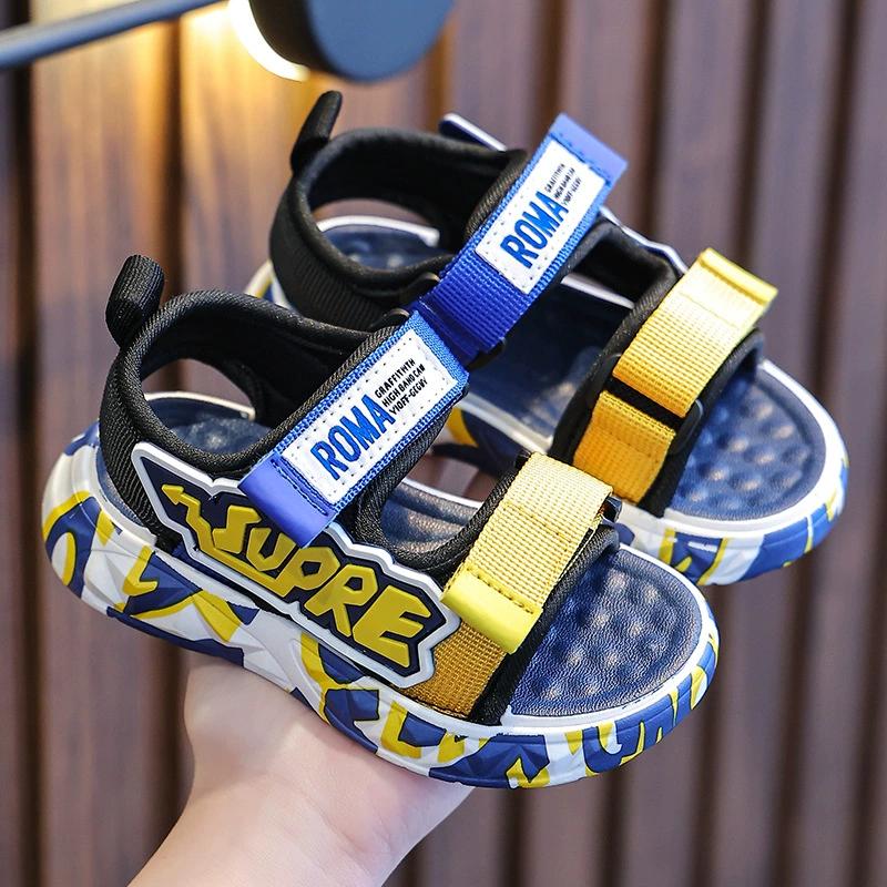 Boys Summer Non-slip Soft Bottom Sandals Middle and Small Children Handsome Velcro Beach Sandals
