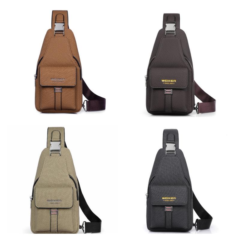 New Multi-Functional Men's Chest Bag PU Leather Crossbody Bag, Large Capacity Shoulder Bag,for Phone, Power Bank & Keys