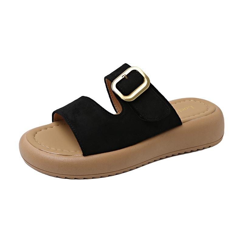 Thick-soled cool slippers women's new slippers half tray summer wear beautiful with skirt beach shoes