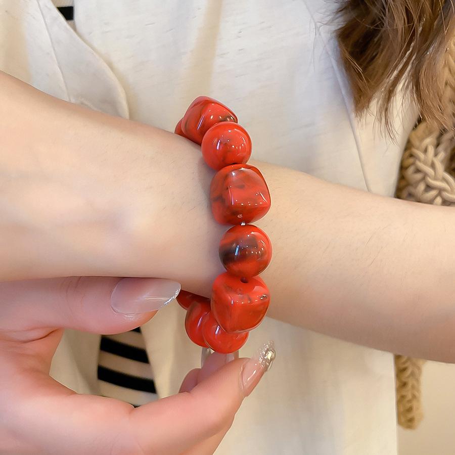 Acrylic Irregular Square Round Beaded Bracelet for Women Simple Korean Hand Accessories