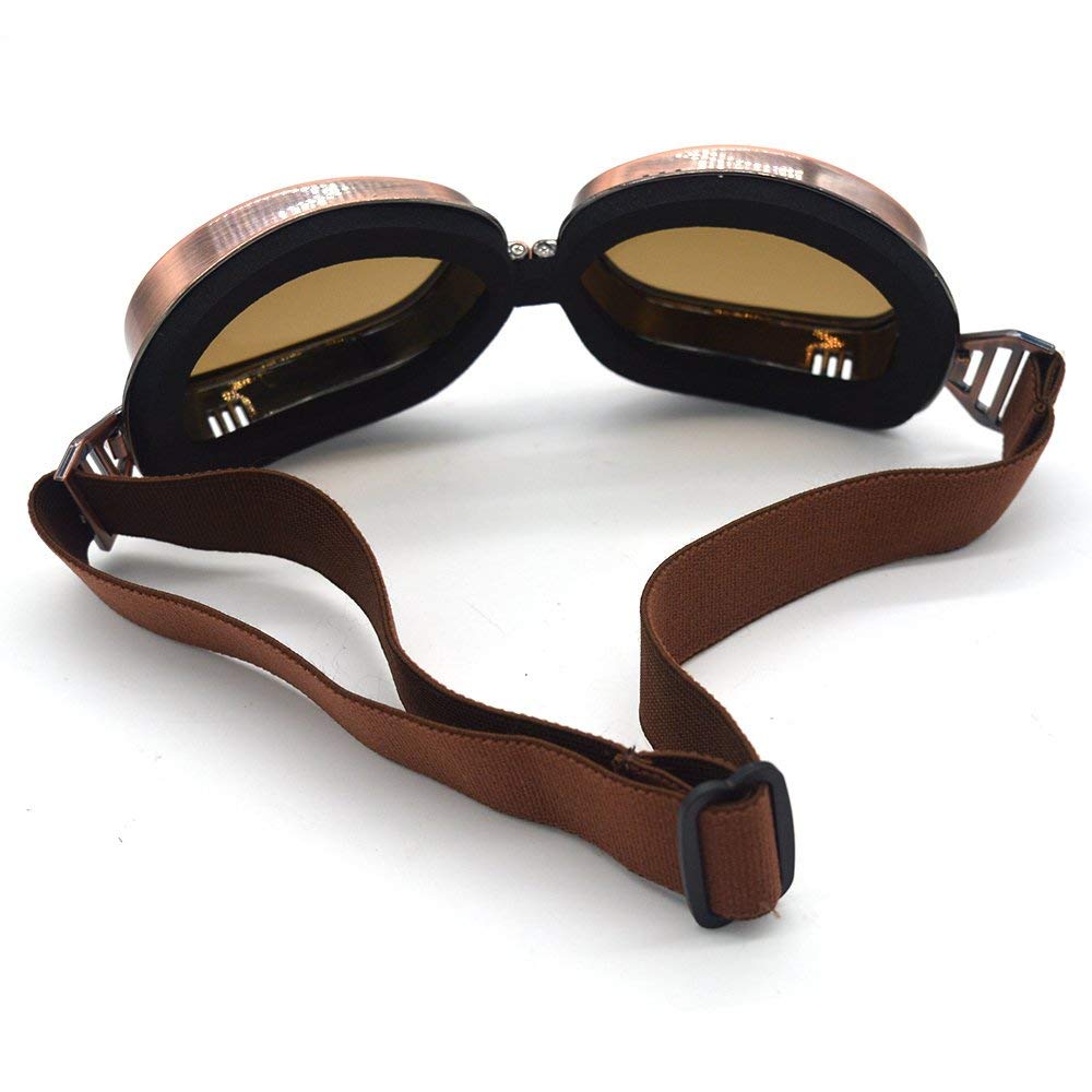 evomosa Retro Bike Goggles Vintage Pilot Goggles Glasses Sports Glasses Motocross Off-Road ATV Snowboard Ski Bike Helmet Goggles Brown 43234-54