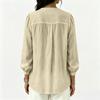 Women's Color Cotton Linen Loose Fit Long Sleeve Top with Collar