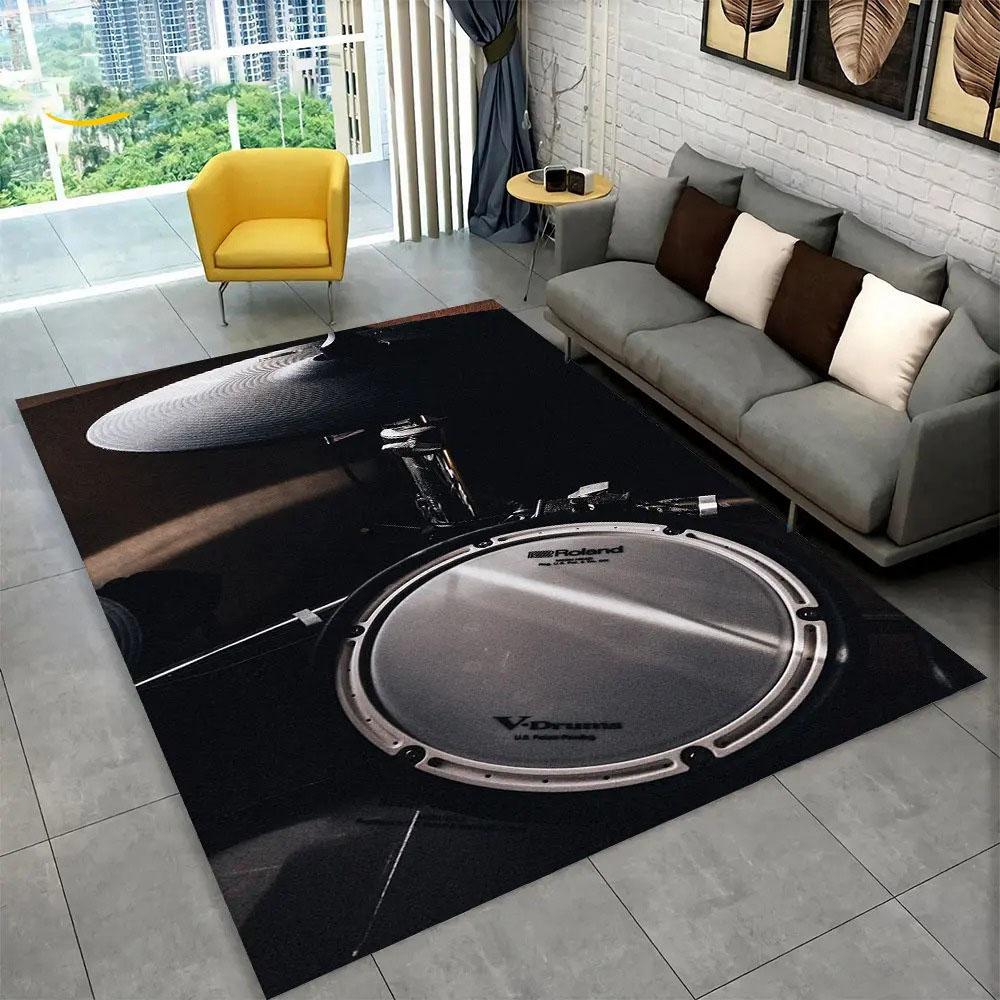 3D Drum Kit Music Instruments Carpet High Quality Non-Slip Bedroom Kitchen Doormat Large Size Balcony Corridor Area Decor Rug