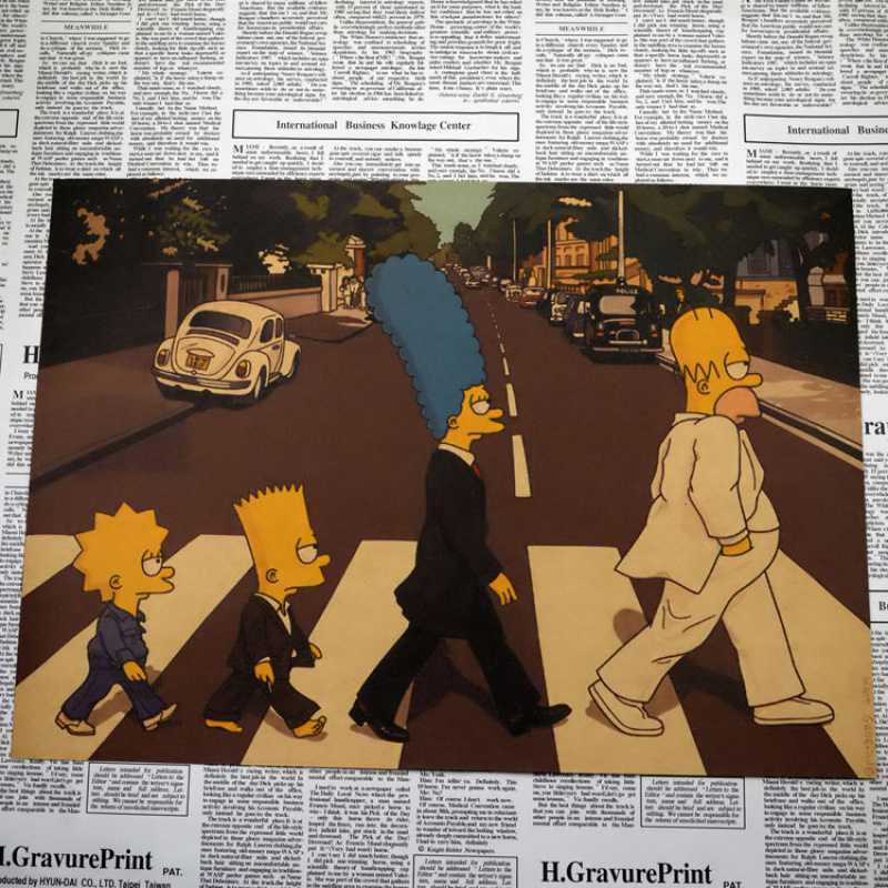 

Free Shipping - The Simpsons Family Crossing the Road Retro Poster for Bar, Dorm, or Bedroom Decoration White card paper (no adhesive) 30x42 cm