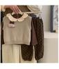 2025 Autumn Girls' Korean Long-Sleeve Knit Vest & Polka Dot Pants Set