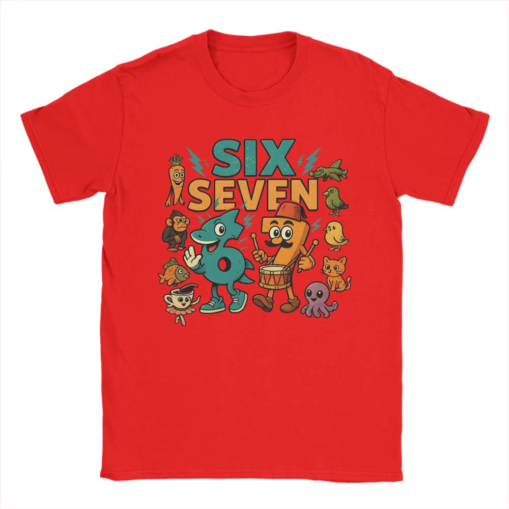 67 Six Seven Italian Brainrot Kids Gaming Meme TShirts Mens Cotton Tee Shirt Round Neck Short Sleeve T Shirts Graphic Clothing
