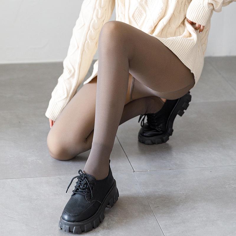 Nylon real skin leggings hip-lifting shaping black meat-penetrating outer wear spring and autumn thickened pantyhose integrated pantyhose