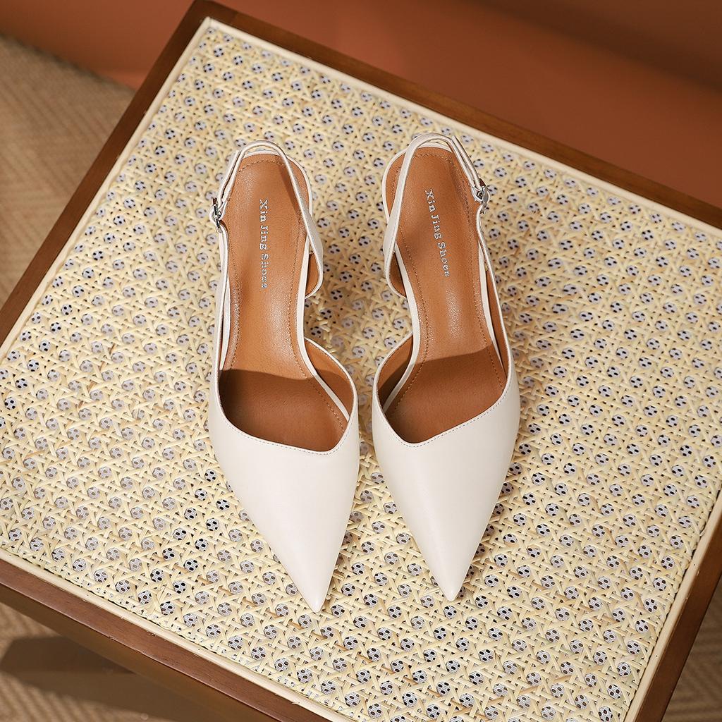 2199-9 European and American Fashion Pointed High-heeled Sandals New Summer Versatile Black Bag Head Thin Heel Sandals Women's Shoes