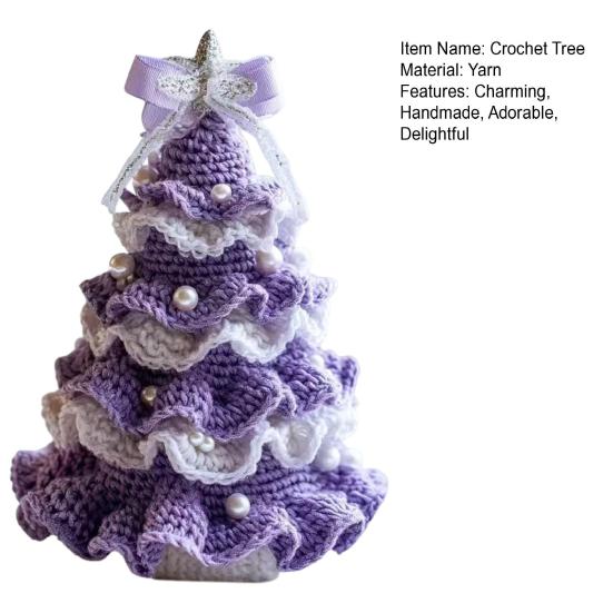Handmade Crochet Christmas Tree DIY Crochet Christmas Tree Kit with Bow Faux Pearl Decor Holiday Craft Starter Set for Beginners
