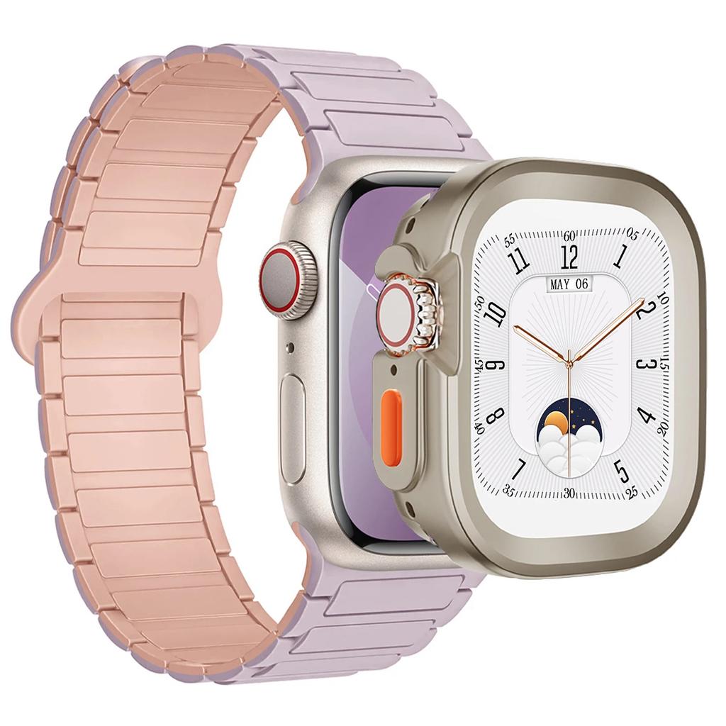 Strap+Case for Apple Watch Ultra 2 49 42 45 44 S10 46mm Magnetic Silicone Band+cover for IWatch Series 9 8 7 6 5 4 42mm 40 41mm