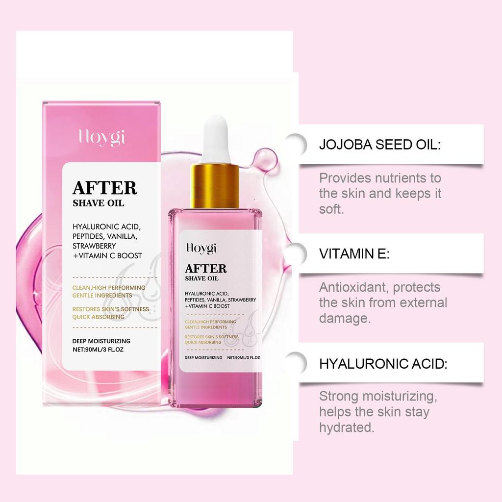 Hoygi Strawberry Scented Shaving Oil 90ml: Quickly soothes skin, deeply moisturizes and smooths, perfect for daily skincare.