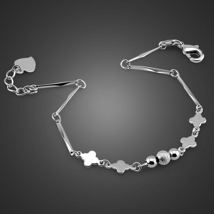 

Браслет Ol с платиновым покрытием, простой и универсальный, маленький, свежий и с холодком, с круглыми бусинами и четырехлистным клевером