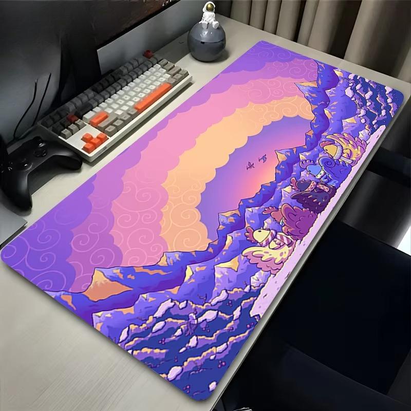 Psychedelic Sunset Mountain Large Gaming Mouse Pad Aesthetic Anime Style Desk Mat for Gamers 30x80x0.2cm