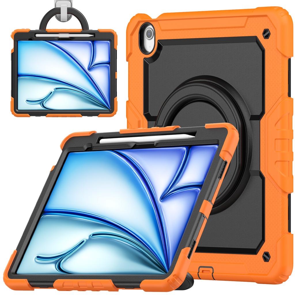 For iPad Air 13 (2025)/(2024) Case PC+Silicone Tablet Cover with Kickstand,Strap