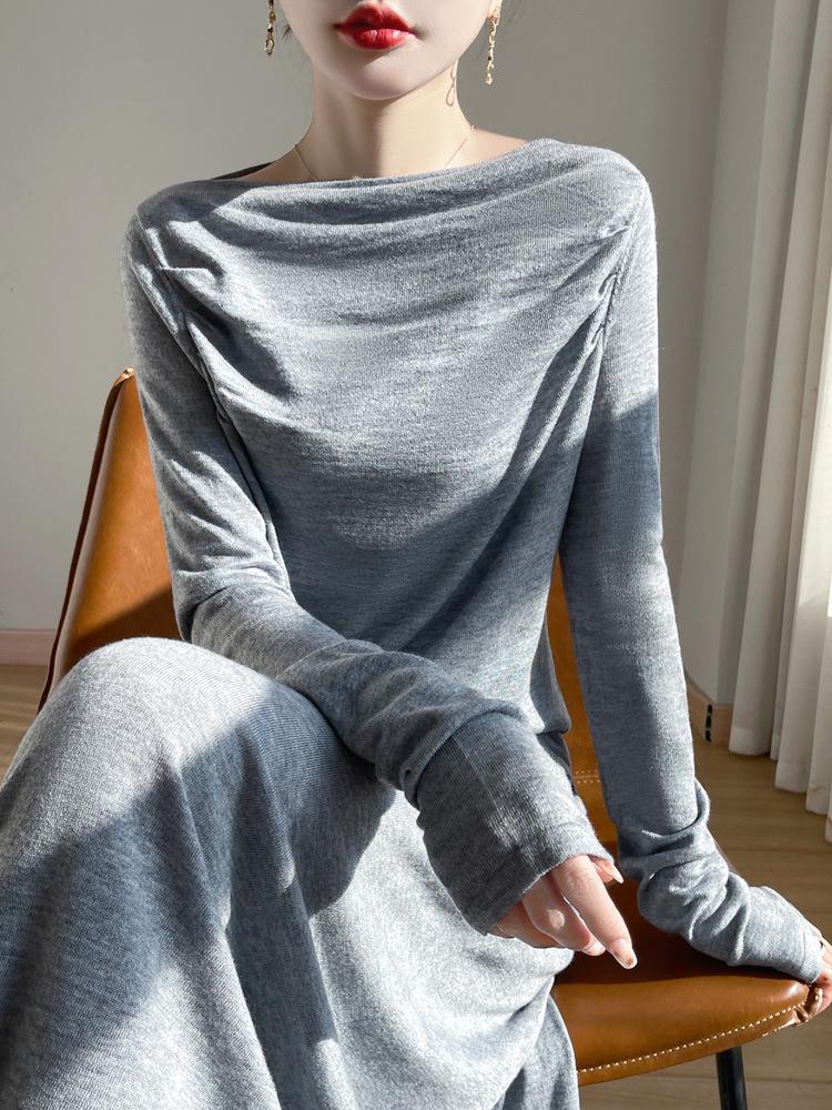 

2025 Women s Slim Fit Off-Shoulder Spring Knit Sweater Large