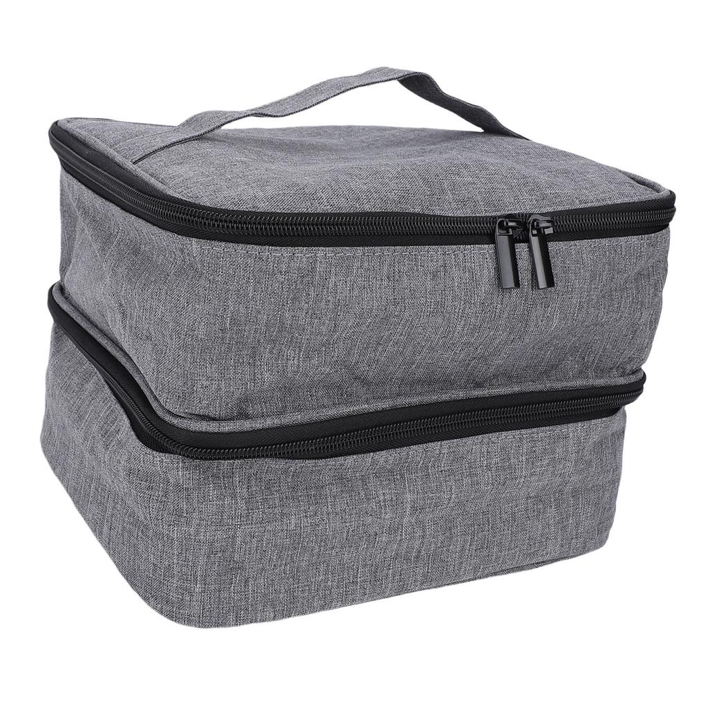 Nail Polish Bag Holds 30 Bottles Double Layer Gel Nail Polish Kit Case Nail Lamp Holder for Manicure Tools Gray