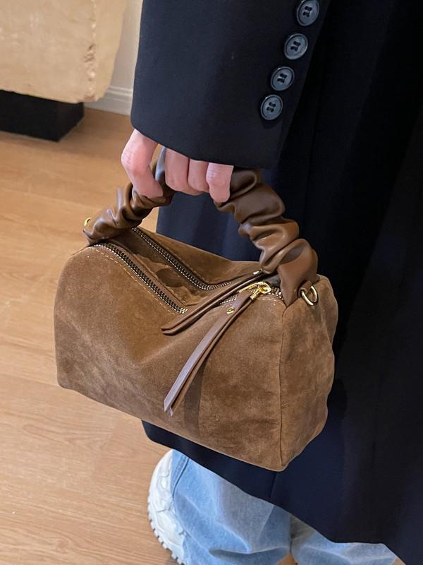 Women's Meillard Suede Crossbody Pillow Bag - Versatile Small Square for Autumn/Winter Commute