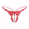 Women Panties Sexy Lingerie G-string Hong Thin Rope Hollow Open File Beaded Pearl No Trace Breathable Underwears