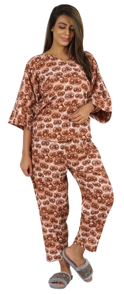 Phagun Women Loungewear 2Pcs Pajama Set Sleepwear Top & Pajama Asian