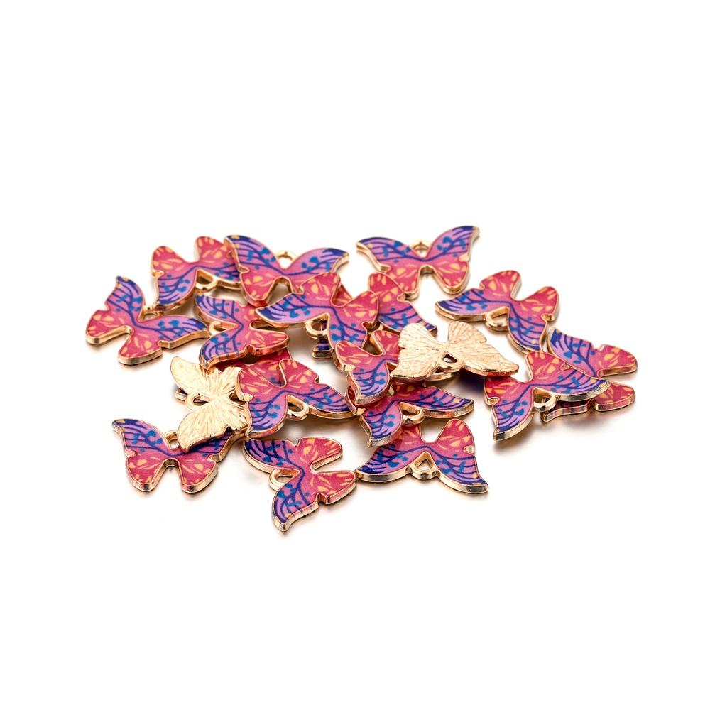 10pcs/lot Enamel Metal Colorful Butterfly Charms Pendant for DIY Necklace Bracelet Key Chain Jewelry Findings Making Accessories