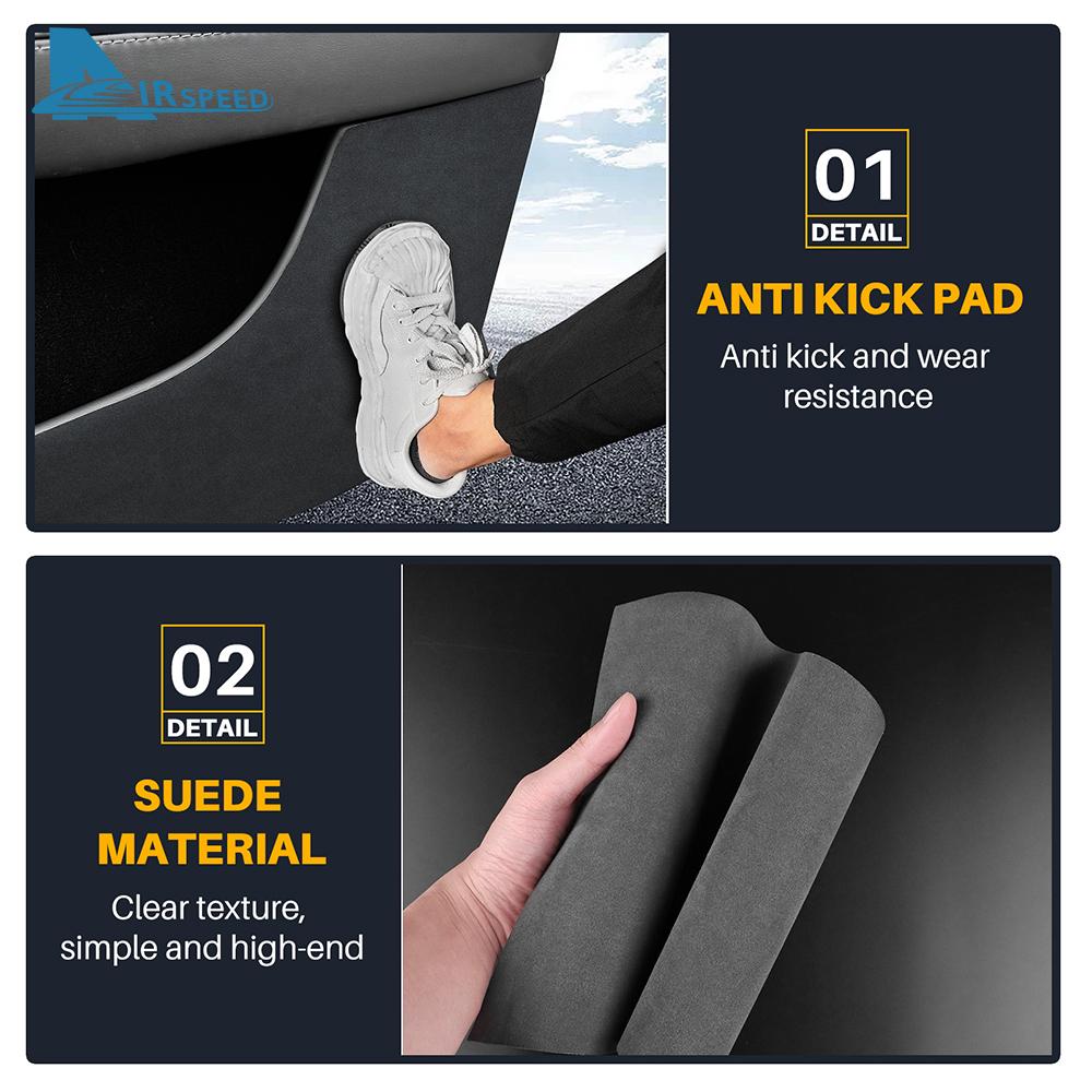 For Tesla Model Y Juniper Launch 2025-UP Suede Leather Carbon Fiber Style Door Anti-Kick Pad Protector Car Interior Accessories