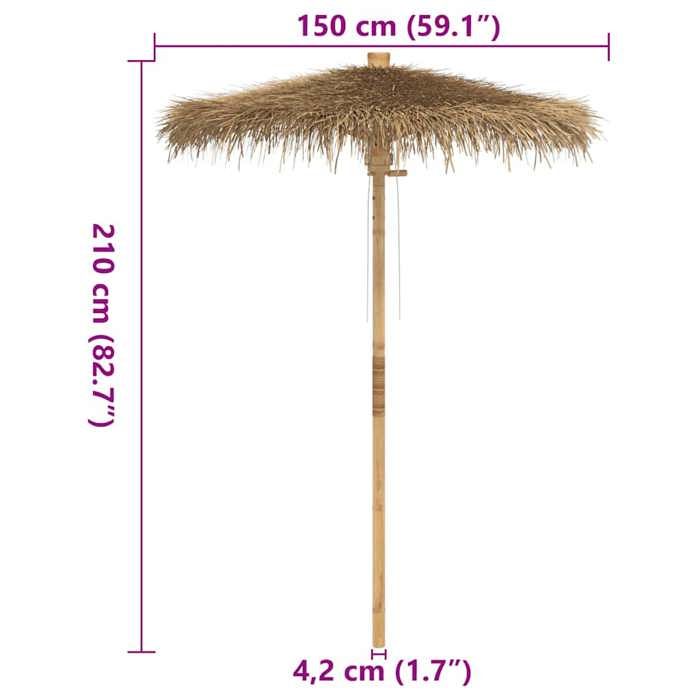 VidaXL Tiki Parasol with Banana Leaf Canopy 150 Cm Bamboo, Garden Parasol, Outdoor Parasol, Parasol of 4108222