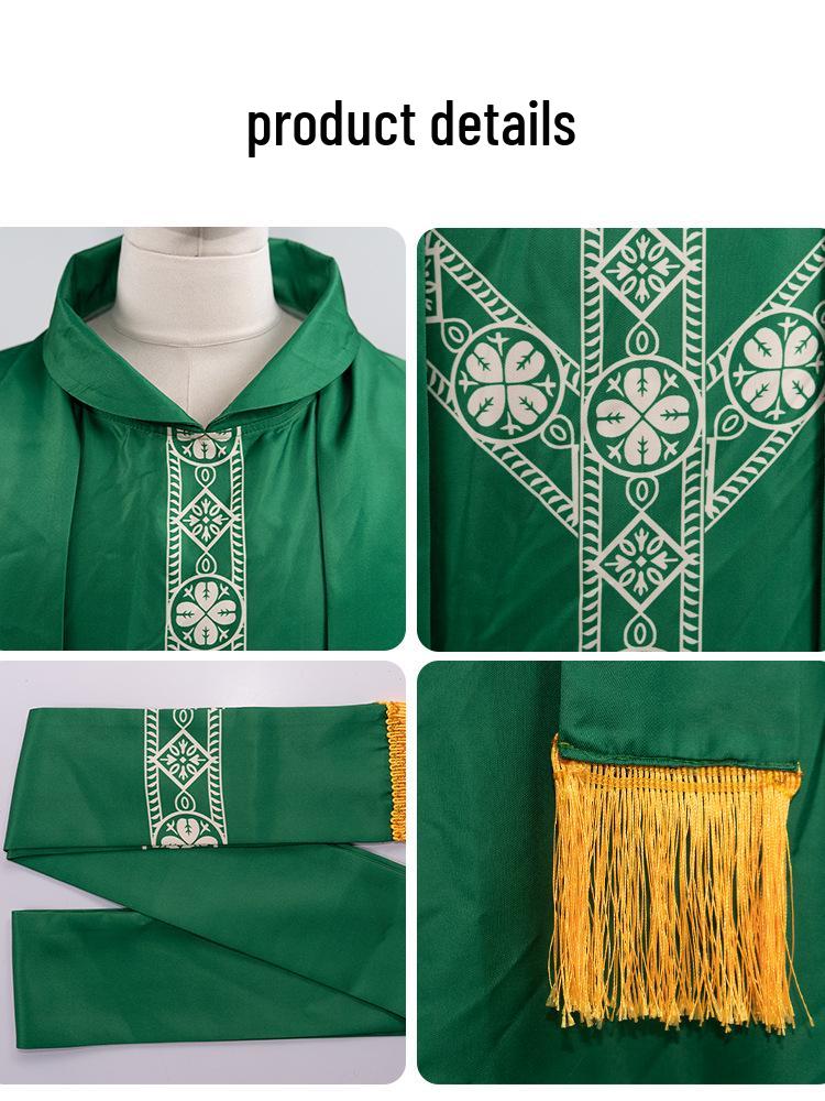 Medieval Halloween Priest Cloak with Tassels: Cosplay Long Robe Costume