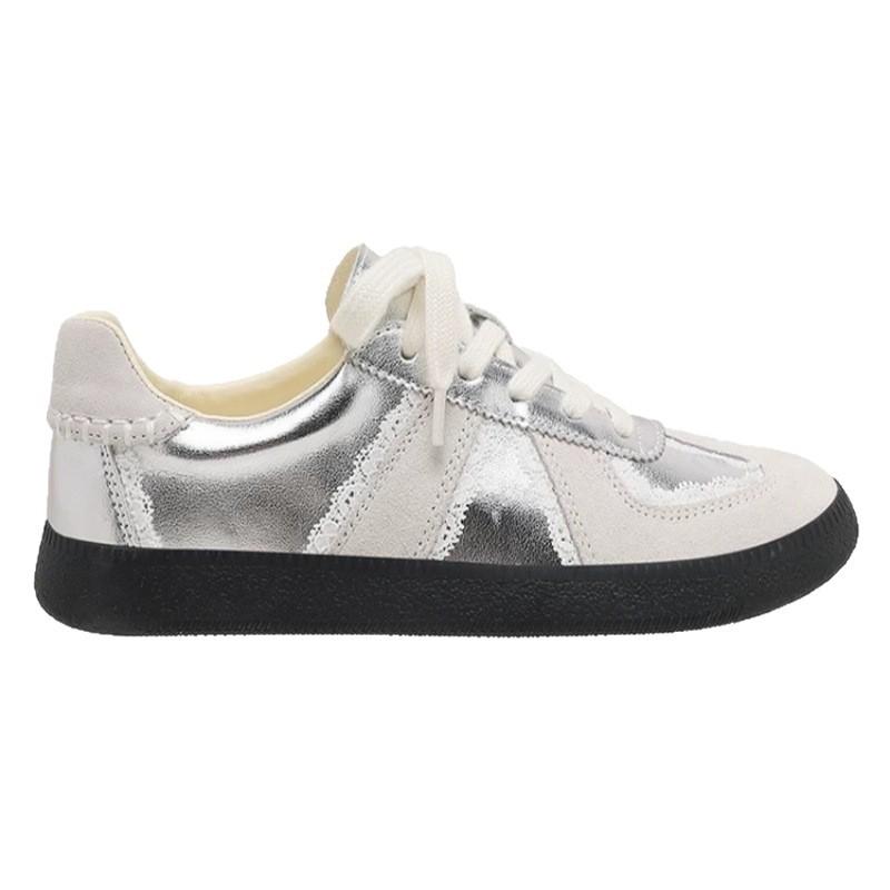 Leather retro lace edge German training shoes women's 2025 new versatile color matching casual sports shoes platform white shoes women