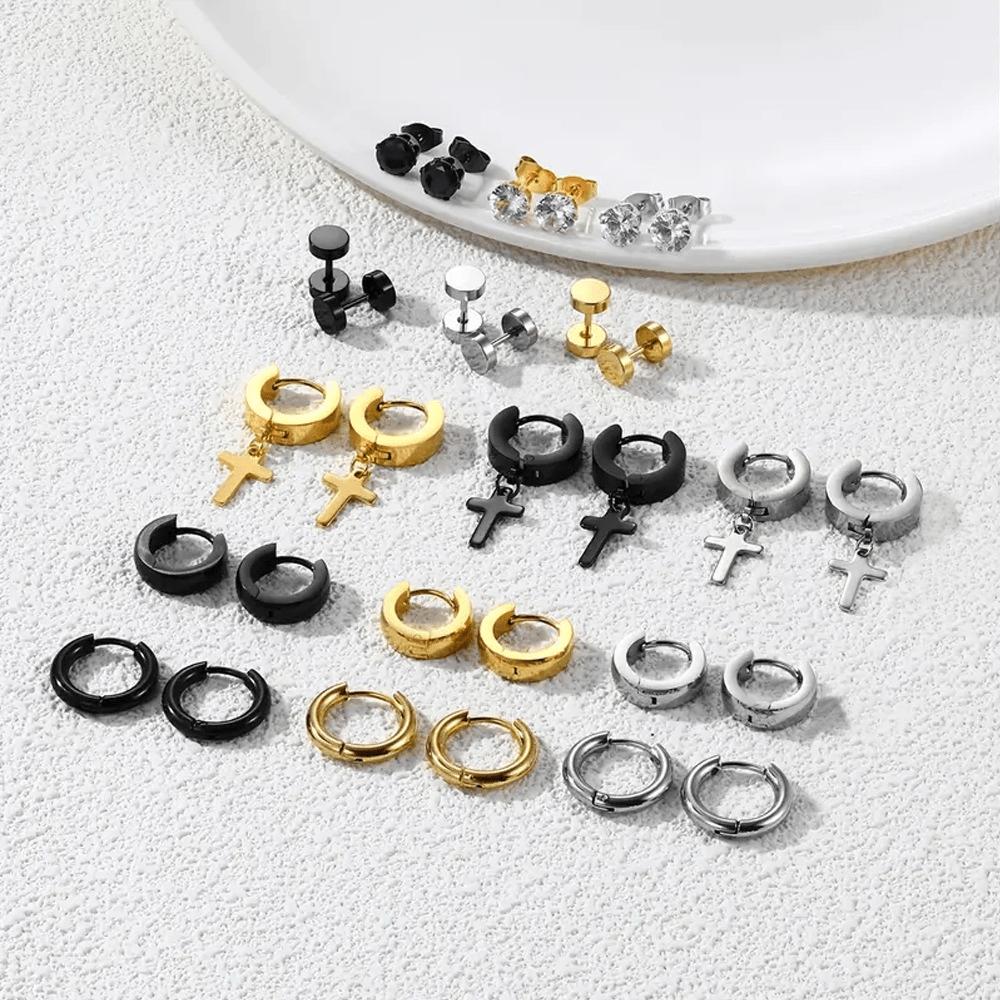 European and American trends hot sale men's pendant earrings earclip set