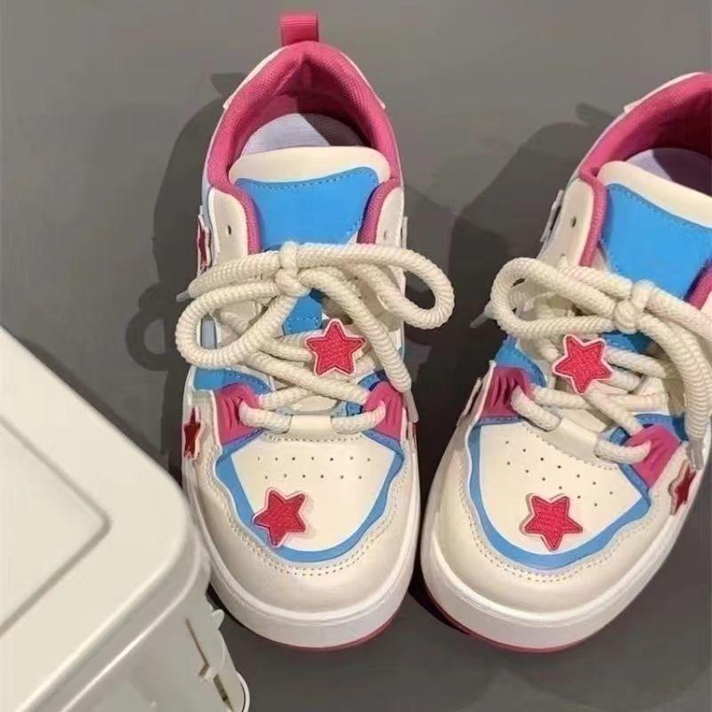 Star platform white shoes spring new niche design versatile sports shoes