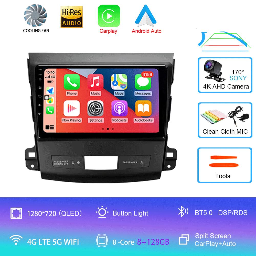 Car Radio Android 14 Carplay For Mitsubishi Outlander 2006-2011 Peugeot 4007 Citroen C-Crosser GPS Multimedia Player Stereo 2din