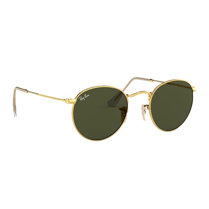 RayBan Occhiali da Sole Rotondi Vintage con Lenti Verdi e Montatura Rotonda in Metallo