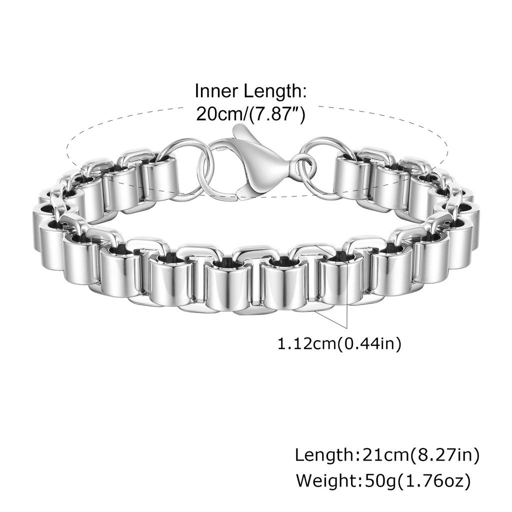 Chunky Stainless Steel Bracelets for Men,Never Fade Links&Links Wristband,New Punk Casual Jewelry Gifts for Him