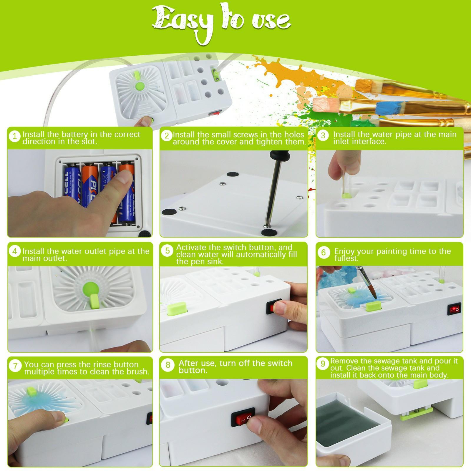 

Electric Paint Brush Cleaner Washer Automatic Water Circulation Brush Cleaning Tool for Artists Painters Hobbyists Type A