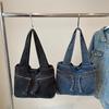 Autumn new denim satchel Japanese and Korean simple daily commute large capacity casual tote shoulder bag
