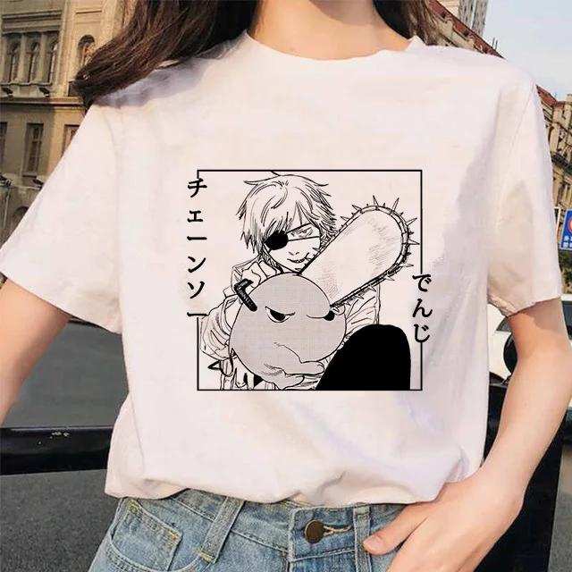 Kettensäge Unisex T-Shirt Damen Japanischer Anime Gotische T-Shirts Grafik Y2k Kleidung Lustiges Cartoon Unisex Kurzarm T-Shirt Oberteile