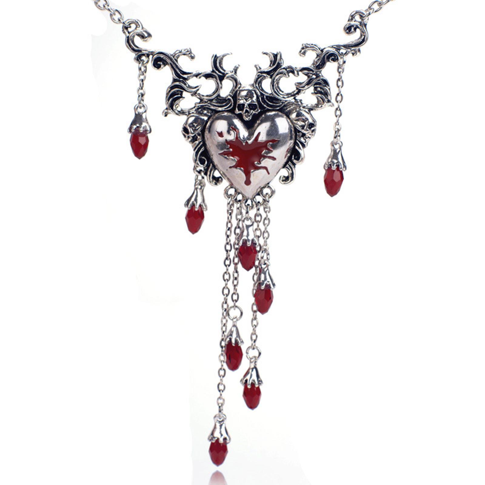 

1Set Red Dripping Diamonds Necklace Earrings Fashion Love Heart Pendant Necklace Tassels Chains Friend Bridesmaid Gifts