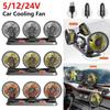 Car Cooling Fan 360° Adjustable Three-Head Car Fan 5V/12V/24V Brushless Low Noise Automotive Electric Fan for Dashboard RV Truck